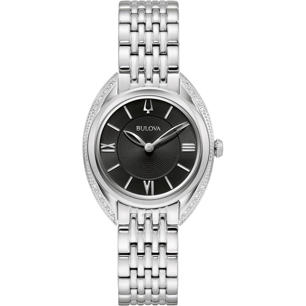 imageBulova Ladies Classic Diamond 2Hand Quartz Stainless Steel Watch 16 Diamonds Sapphire CrystalSilver