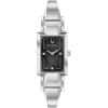Bulova Ladies’ Classic Diamond Dial Quartz Stainless Steel Watch, Rectangle, Mother-of-Pearl(Silver/Black Dial)