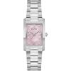 Bulova Ladies’ Classic Diamond Two-Tone Stainless Steel 3-Hand Quartz Watch, Rectangle(Silver/ Pink Dial)