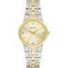 Bulova Ladies’ Modern Two-Tone Stainless Steel 3-Hand Quartz Watch, Diamond Accent Gold Dial Style: 98P224