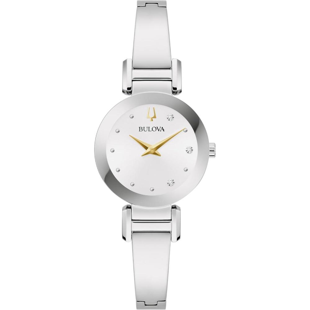 imageBulova Marc Anthony Ladies Modern Diamond Stainless Steel Bangle Bracelet WatchStainless Steel