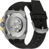 Bulova Men’s Automatic Performance Maquina Watch, Black Silicone Strap, Gray Heartbeat Skeleton Dial, 42 Hour Power Reserve (Style:98A310)