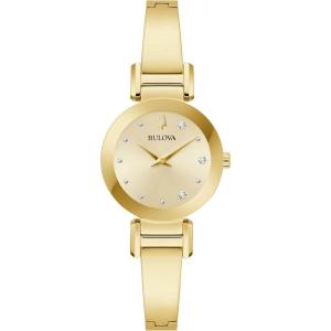 Bulova Marc Anthony Ladies Modern Diamond Stainless Steel Bangle Bracelet Watch(Gold/ Champagne Dial)