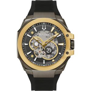 Bulova Men’s Automatic Performance Maquina Watch, Black Silicone Strap, Gray Heartbeat Skeleton Dial, 42 Hour Power Reserve (Style:98A310)
