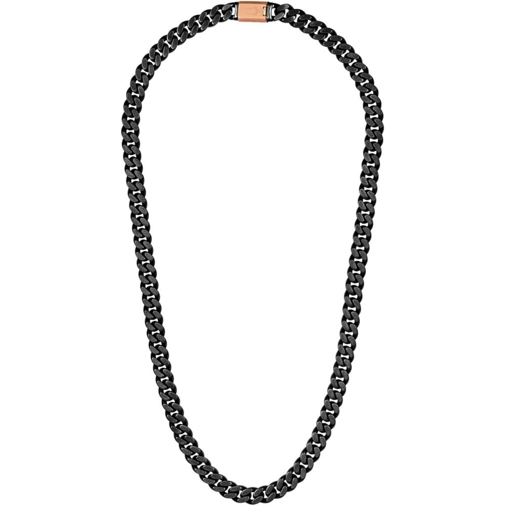 imageBulova Jewelry Mens Latin Grammy 10mm Brushed and Polished Gunmetal Curb Chain Stainless Steel Necklace Length 24 StyleBVC1069GRSTNA