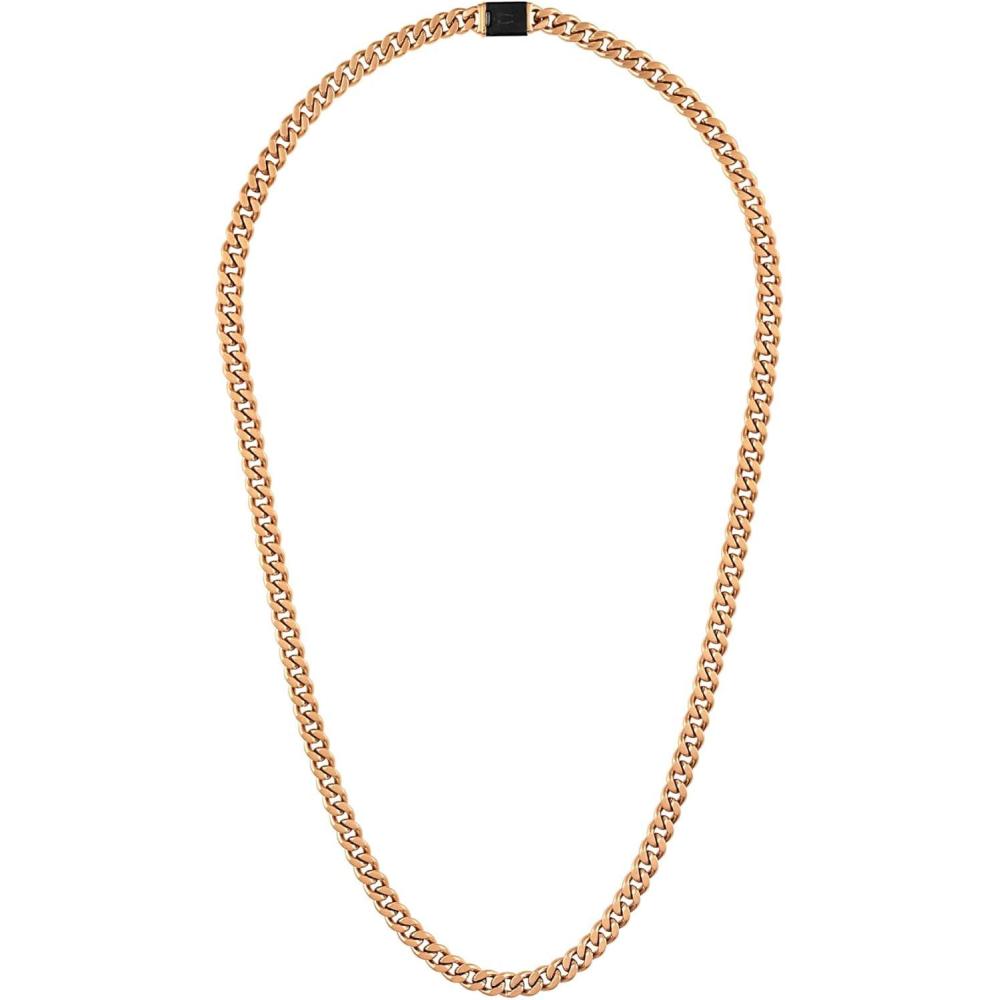imageBulova Jewelry Mens Latin Grammy 6mm Curb Chain Brushed and Polished Curb Chain Rose Gold Stainless Steel Necklace Length 22 StyleBVC1067RSTNA