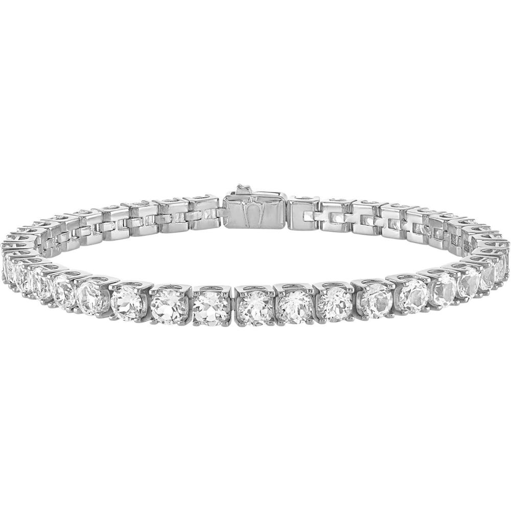 imageBulova Jewelry Mens Rhodium Plated Sterling Silver Tennis Bracelet with 5mm White Topaz8 inches