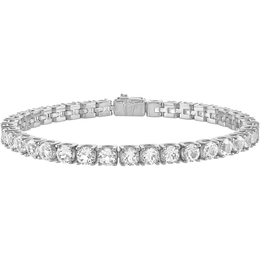 imageBulova Jewelry Mens Rhodium Plated Sterling Silver Tennis Bracelet with 5mm White Topaz85 inches