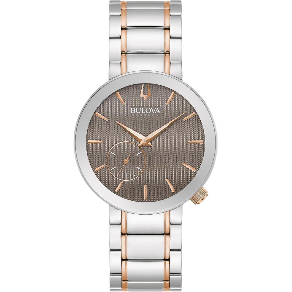 imageBulova Latin Grammy Ladies Modern Futuro Two Tone Rose Gold Stainless Steel Watch Textured Grey Dial Model98L309