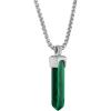 Bulova Jewelry Men’s Icon Green Malachite Obelisk Shaped Pendant and Sterling Silver Rounded Box Link Chain Necklace,Length 24-26″ Style:BVP1020-WSMAL