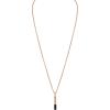 Bulova Jewelry Men’s Latin Grammy Rose Gold Stainless Steel Bar Shaped Amulet Pendant, Inlay Black Spinel,Rose Tone Stainless Steel Rounded Box Link Chain Necklace Style:BVC1074-RSTBSP