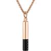 Bulova Jewelry Men’s Latin Grammy Rose Gold Stainless Steel Bar Shaped Amulet Pendant, Inlay Black Spinel,Rose Tone Stainless Steel Rounded Box Link Chain Necklace Style:BVC1074-RSTBSP