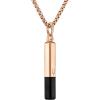 Bulova Jewelry Men’s Latin Grammy Rose Gold Stainless Steel Bar Shaped Amulet Pendant, Inlay Black Spinel,Rose Tone Stainless Steel Rounded Box Link Chain Necklace Style:BVC1074-RSTBSP