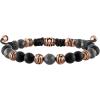 Bulova Jewelry Men’s Latin Grammy Semi-Precious Beaded Bolo Bracelet, Black Onyx, Hematite Spheres, Black Lava, Rose Tone Stainless Steel, Sliding Clasp, 8MM Beads Style:BVB1072-RSTBKOXHE