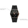 Bulova Latin Grammy Gemini Quartz Rose Gold Stainless Steel Accent with Curved Mineral Crystal and Black Silicone Strap Watch, Ladies