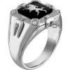 Bulova Men’s Jewerly Crest of Bohemia Rhodium Plated Sterling Silver and Black Enamel Ring, 4 Diamonds, Signature Tuning Fork(12)
