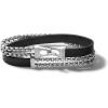 Bulova Jewelry Men’s Classic Double Wrap Leather and Box Chain Bracelet(Black Leather)