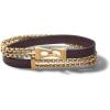 Bulova Jewelry Men’s Classic Double Wrap Leather and Box Chain Bracelet(Brown Leather)