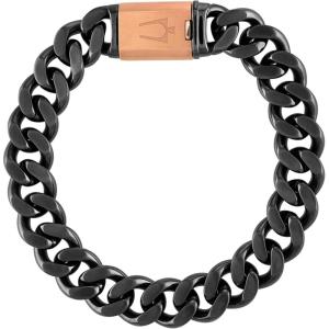 Bulova Jewelry Men’s Latin Grammy 13mm Curb Chain Dual Brushed and Polished Gunmetal, 8.5″ Bracelet Style:BVB1016-GRSTNA