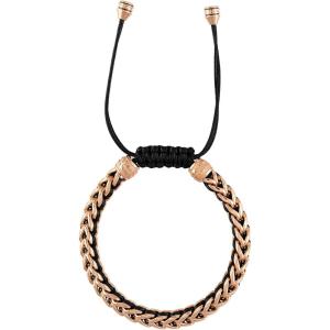 Bulova Jewelry Men’s Latin Grammy Rose Tone Stainless Steel Links Braided with Black Cord Bolo Bracelet Style:BVB1009-RBSTNA