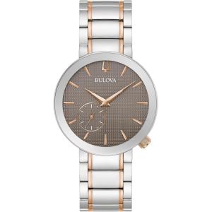 Bulova Latin Grammy Ladies Modern Futuro Two Tone Rose Gold Stainless Steel Watch, Textured Grey Dial (Model:98L309)