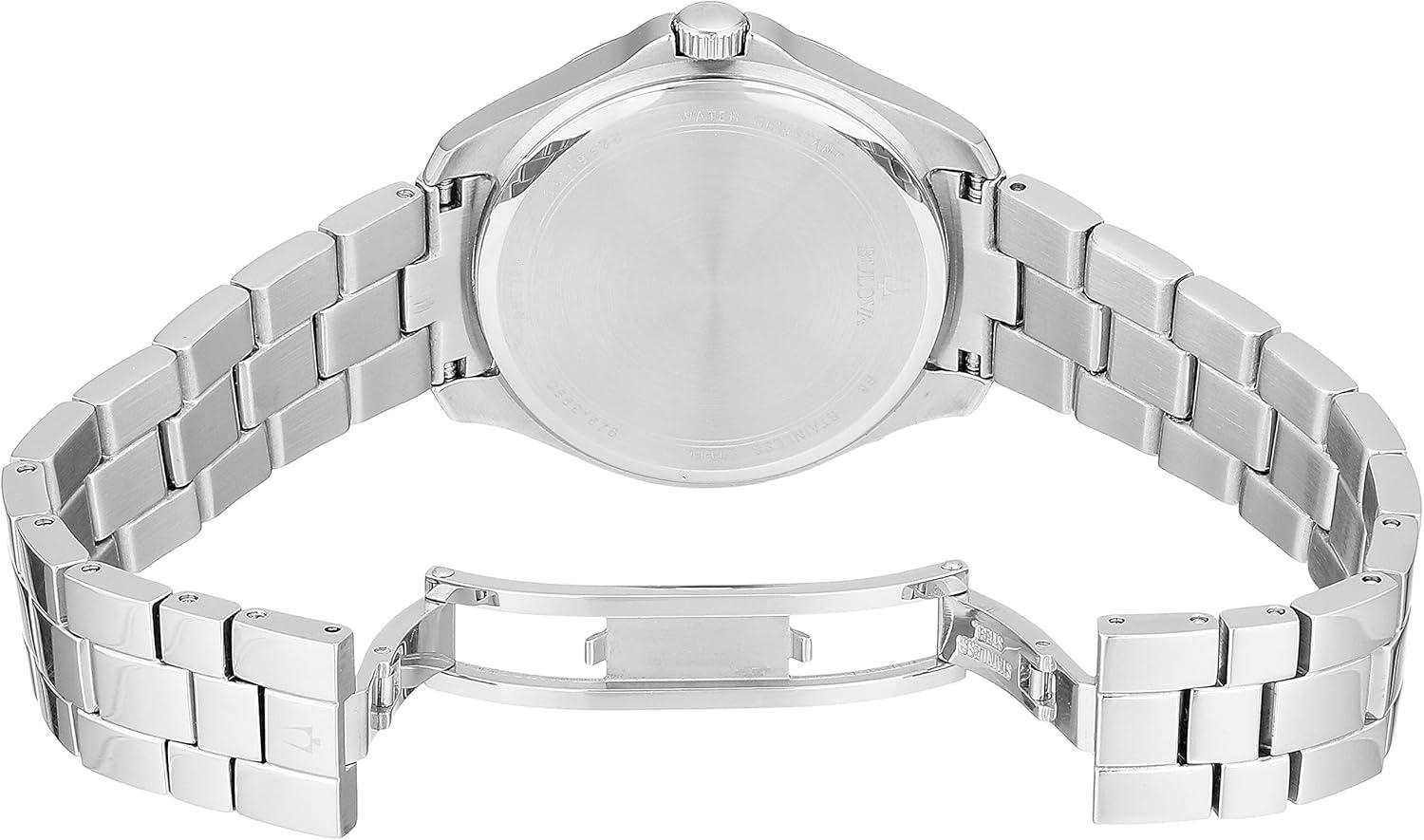 imageBulova Ladies Classic Crystal Stainless Steel 2Hand Quartz Watch Pave Dial Style 96L236