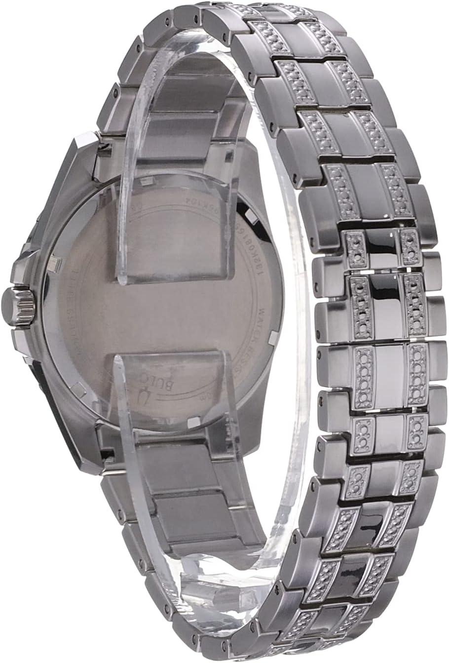 imageBulova Mens Crystal Accented Gift Set with 3Hand Date Quartz Watch and Dog Tag Box Chain NecklaceStainlessBlack