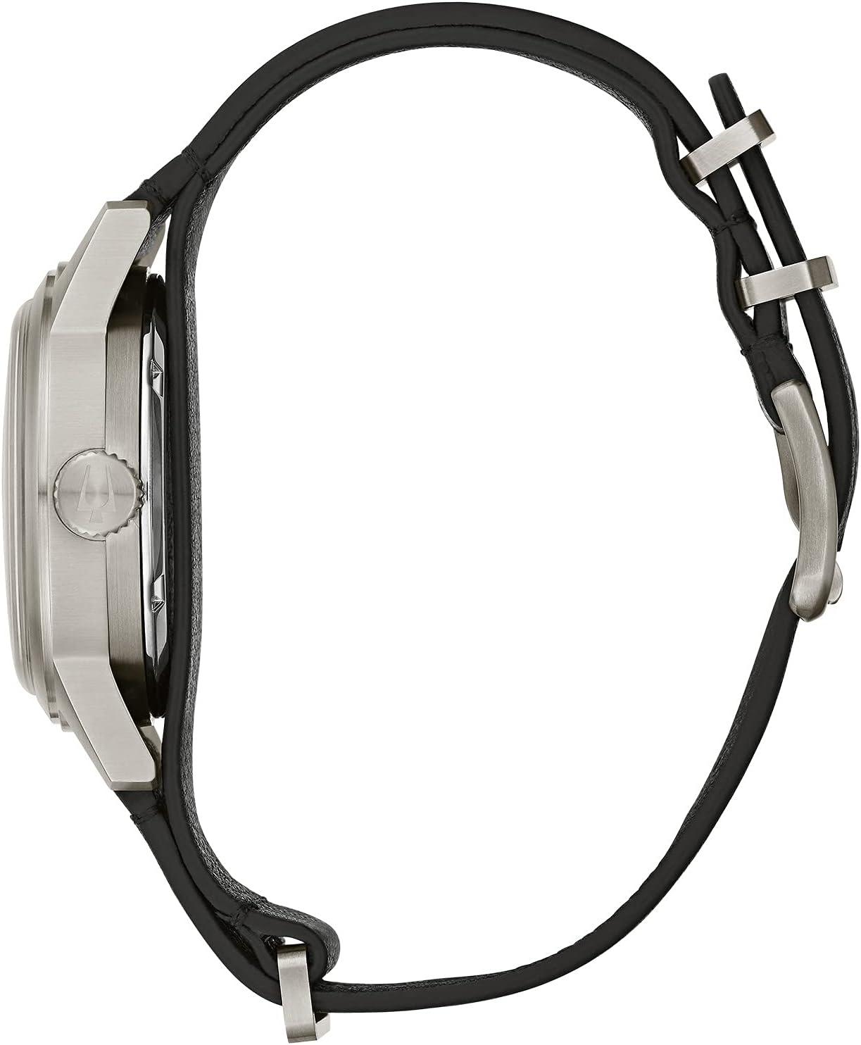 imageBulova Mens Military Heritage Hack Stainless Steel 3Hand Automatic Watch NATO Leather Strap Luminous Hands and Markers Black LeatherIvory Dial