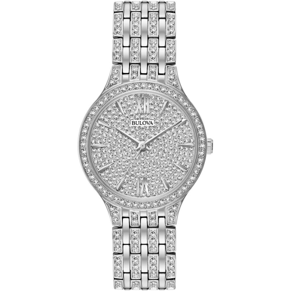 imageBulova Ladies Crystal Phantom Stainless Steel 2Hand Quartz Watch 440 Crystals and Pave Dial Style 96L243