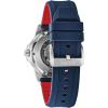 Bulova Men’s Marine Star ‘Series A’ Automatic Stainless Steel Case with Blue Textured Silicone Strap, Open Aperture, Silver White Dial Model: 98A225