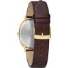 Bulova mens Frank Lloyd Wright Hollyhock House Gold Tone Stainless Steel 3-Hand Quartz, Brown Leather Strap Style: 97A173