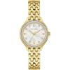 Bulova Ladies’ Classic Crystal Gold Stainless Steel 3-Hand Quartz Watch, Mother of Pearl Dial(Gold Tone/ White Mother-of-Pearl)