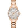Bulova Ladies’ Classic Crystal Rose Gold Stainless Steel 3-Hand Quartz Watch, White Mother-of-Pearl Dial with Crystal Heart Detail Style: 98L303