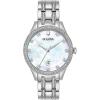 Bulova Ladies’ Classic Crystal Stainless Steel 3-Hand Quartz Watch, White Mother-of-Pearl Dial Style: 96M144
