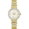 Bulova Ladies’ Classic Crystal Stainless Steel 3-Hand Quartz Watch, White Mother-of-Pearl Dial(Gold-Tone)