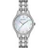 Bulova Ladies’ Crystal Accented Gift Set with 3-Hand Quartz Watch and Flexible Bangle Bracelets, Mother-of-Pearl Dial(Stainless)