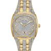 Bulova Men’s Crystal Phantom 3-Hand Date Quartz Cushion Shaped Case Watch, Pave Crystal Dial, 40mm(Gold Tone)