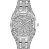 Bulova Men’s Crystal Phantom 3-Hand Date Quartz Cushion Shaped Case Watch, Pave Crystal Dial, 40mm(Stainless Steel)