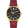 Bulova Men’s Frank Lloyd Wright Automatic ‘USONIA’ Style Gold Stainless Steel Case and Burgundy Leather Strap Watch, 3-Hand Quartz Style:97A192