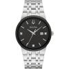 Bulova Men’s Modern Gold Tone Stainless Steel 3-Hand Calendar Date Quartz Watch, Diamond Dial(Silver)