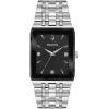 Bulova Men’s Modern Quadra Stainless Steel 3-Hand Quartz Watch, Diamond Dial(Stainless Steel/Black Dial)