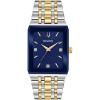 Bulova Men’s Modern Quadra Stainless Steel 3-Hand Quartz Watch, Diamond Dial(Two-Tone Gold/Blue Dial)