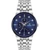 Bulova Men’s Multi-Function 3-Hand Quartz Watch with Diamond Dial, Edge to Edge Crystal(Stainless Steel/ Blue Dial)