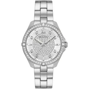 Bulova Ladies’ Classic Crystal Stainless Steel 2-Hand Quartz Watch, Pave Dial Style: 96L236