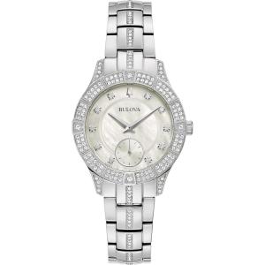 Bulova Ladies’ Crystal Phantom 3-Hand, Small Second Hand Quartz Watch, Mother-of-Pearl Dial(Stainless Steel)