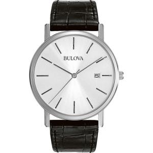 Bulova Men’s Classic 3-Hand Calendar Date Quartz Leather Strap Watch, Buckle, 37mm