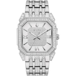 Bulova Men’s Crystal Octava Silver Stainless Steel Watch; Octagon Shape Dial, 3 Hand Style: 96A285