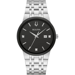 Bulova Men’s Modern Gold Tone Stainless Steel 3-Hand Calendar Date Quartz Watch, Diamond Dial(Silver)