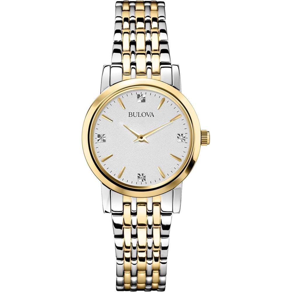 imageBulova Classic Quartz Ladies Watch Stainless Steel DiamondTwoTone Yellow Gold