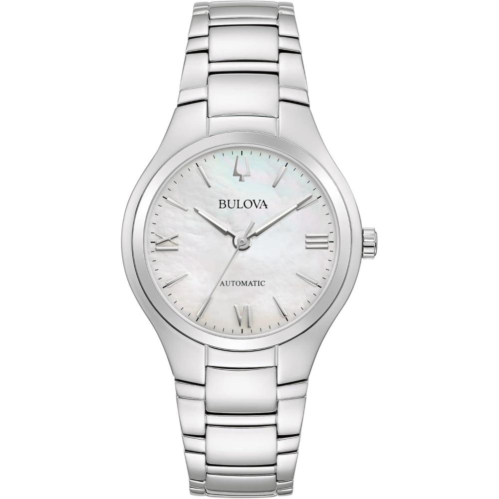 imageBulova Ladies Classic 3Hand Automatic Stainless Steel Watch MotherofPearl DialSilver